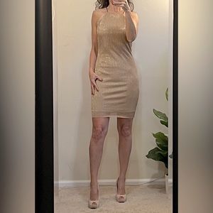 NWT Gold Threaded Sleeveless Dress